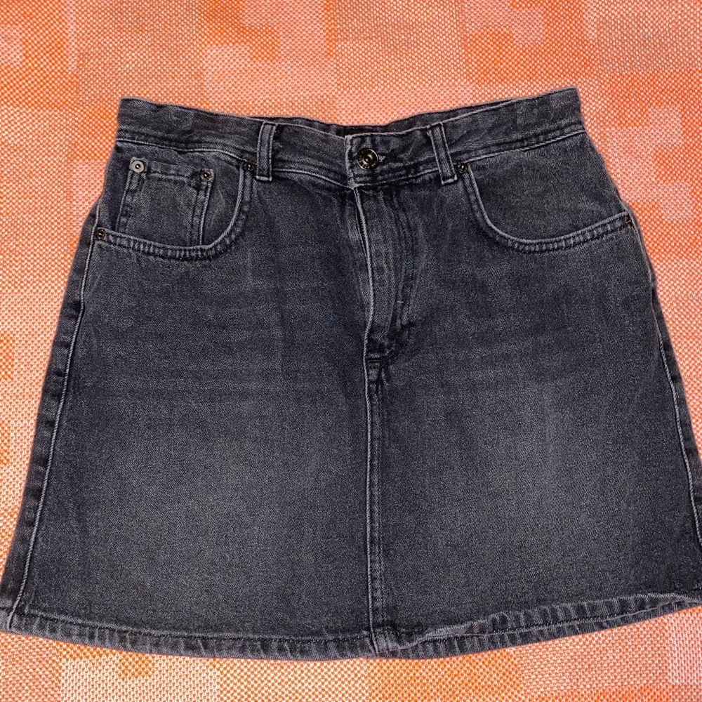 bdg black denim mini skirt